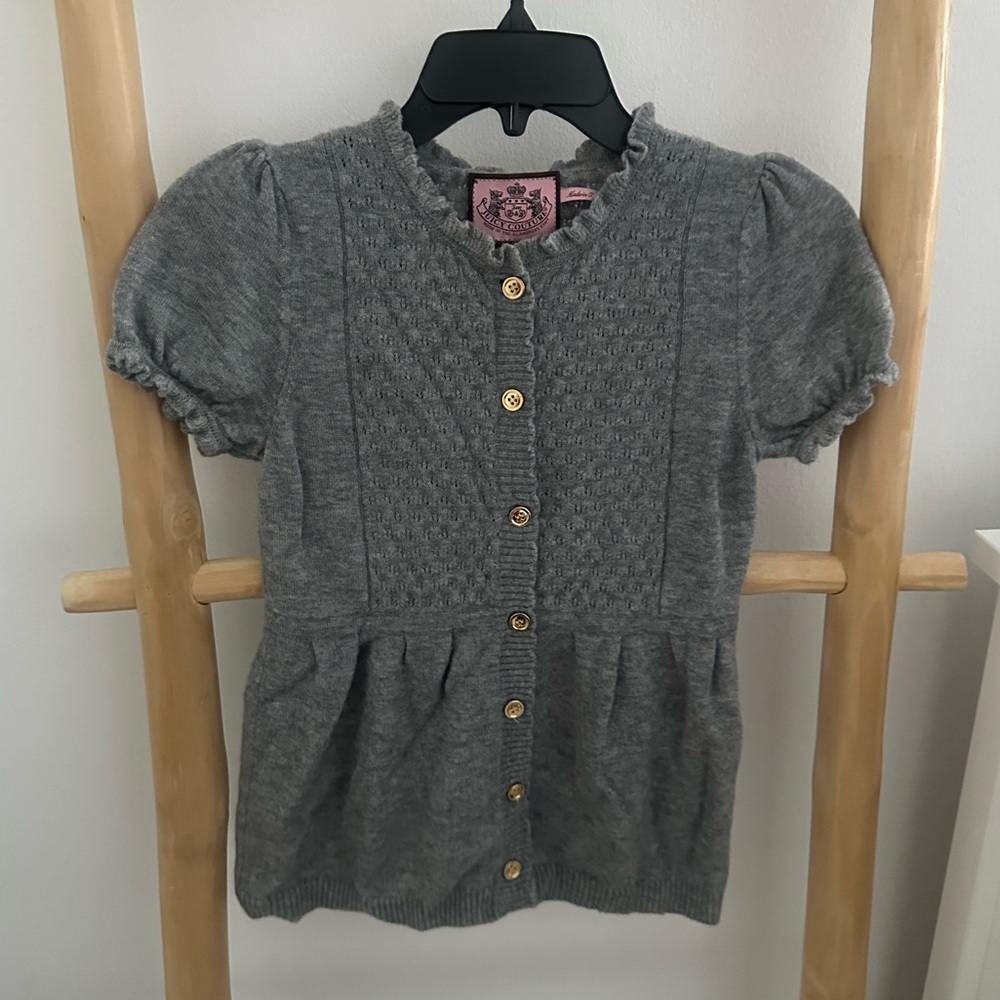 Juicy Couture Y2K Gray Babydoll knit Sweater Top Wool and Cashmere - size S - Picture 2 of 7